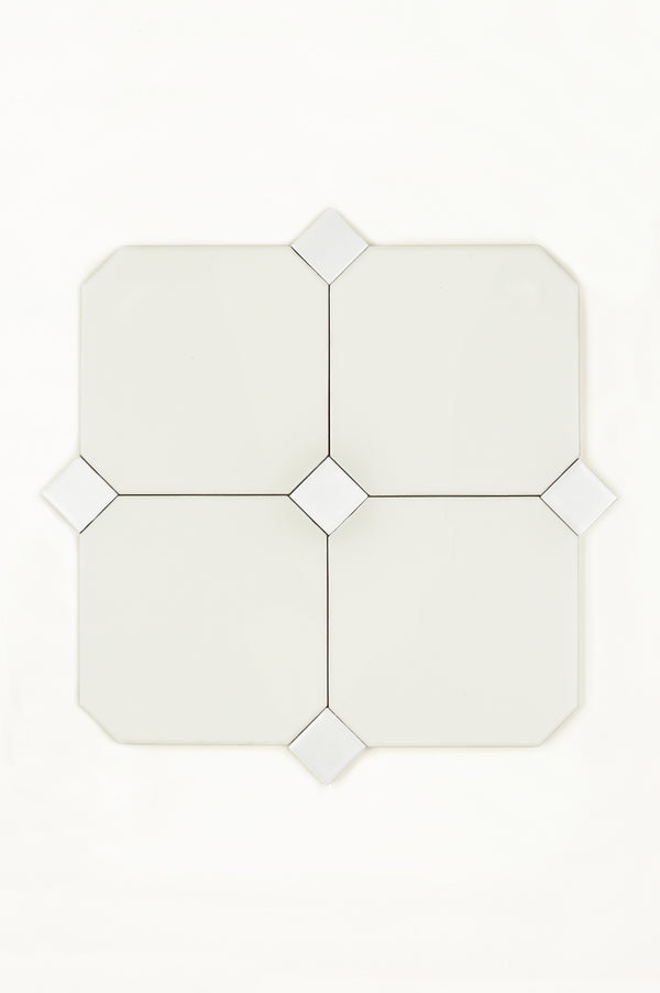 Pavé Biscuit 15x15 cm, Blanc Dot 3x3 cm